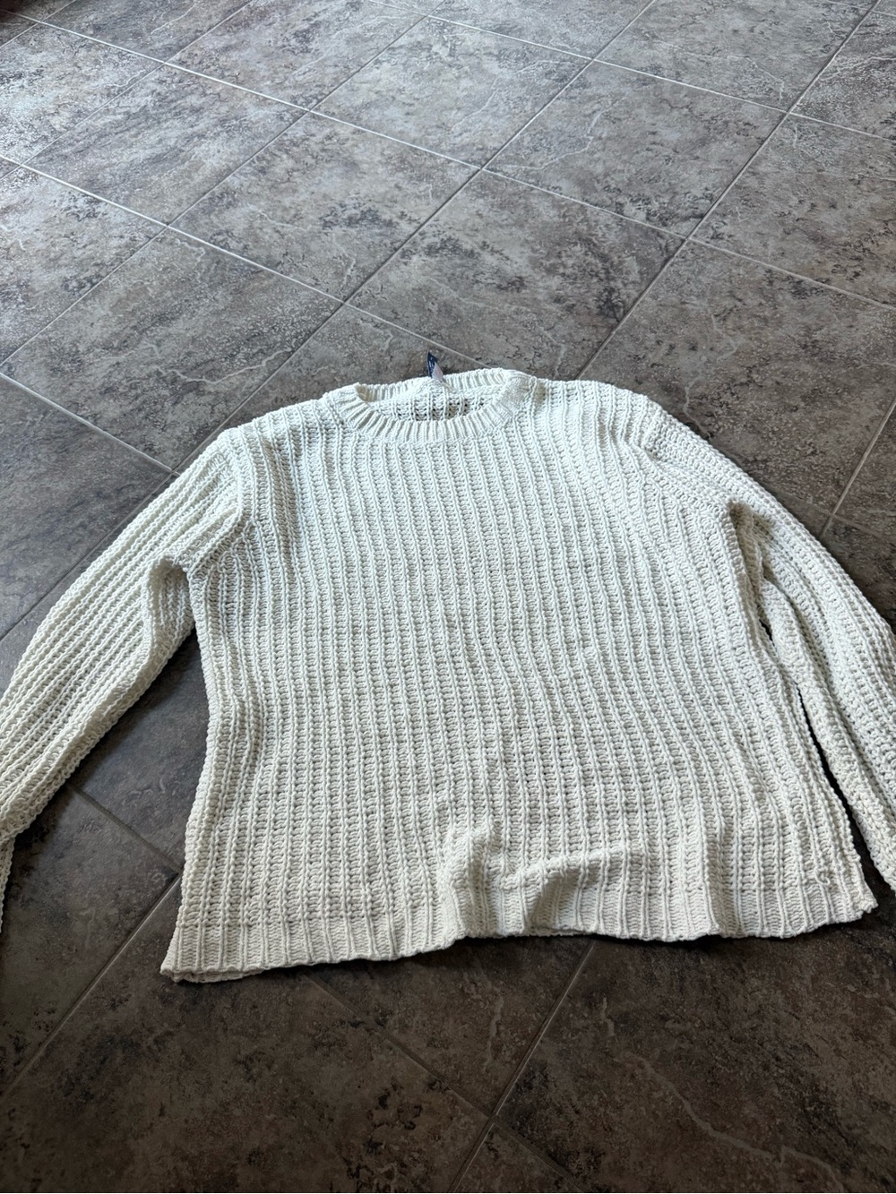 🍔Stoosh Ivory Crewneck Ribbed Knit Sweater